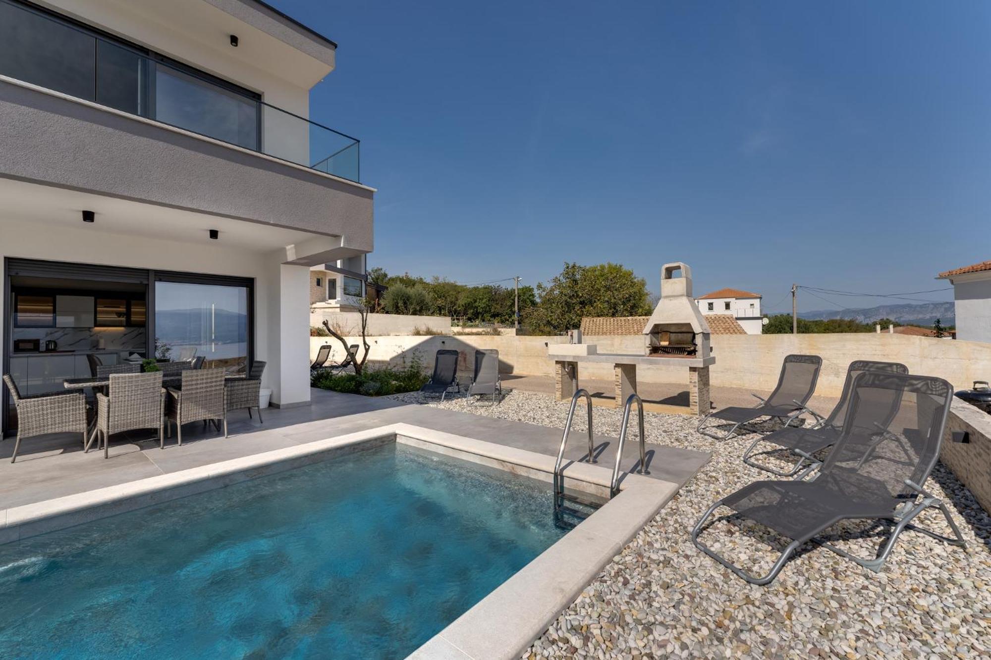 Rosemary -semi-detached With A Pool And A Panoramic View, Close To A Sandy - By Traveler Tourist Agency Krk Risika