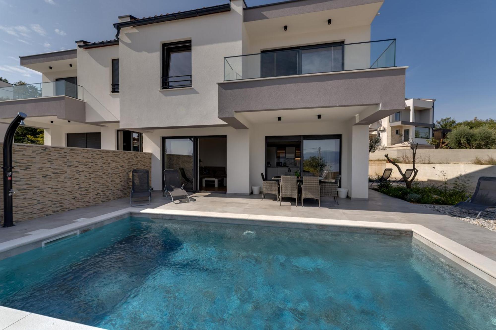 Rosemary -semi-detached With A Pool And A Panoramic View, Close To A Sandy - By Traveler Tourist Agency Krk * Risika